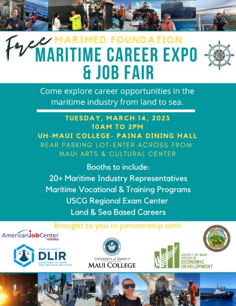 Free Maritime Career Expo & Job Fair: March 14th - Maui County Virtual ...